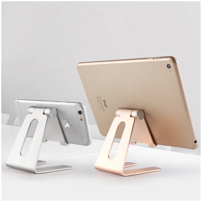 Foldable Aluminium Table Top Tablet Holder Phone Holder Constructed From Metal Alloy Phone Holder Rotatable Portable Desktop Tablet Holder for iPad iPhone Samsung