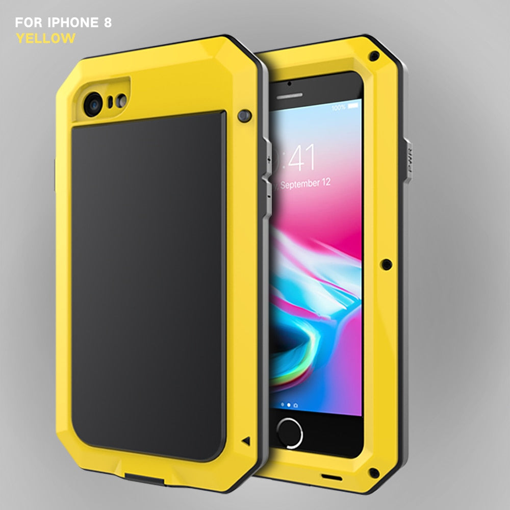 Full Body Rugged Military Protection TANK Case For iPhone Anti-Drop Anti-Shock Heavy Duty Aluminum Sealed Metal Shockproof Case For iPhone 11 12 Mini Pro XS MAX XR 6 7 8 Plus Cover