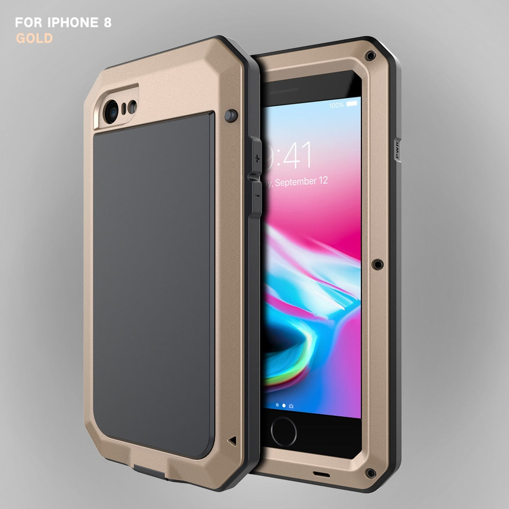 Full Body Rugged Military Protection TANK Case For iPhone Anti-Drop Anti-Shock Heavy Duty Aluminum Sealed Metal Shockproof Case For iPhone 11 12 Mini Pro XS MAX XR 6 7 8 Plus Cover