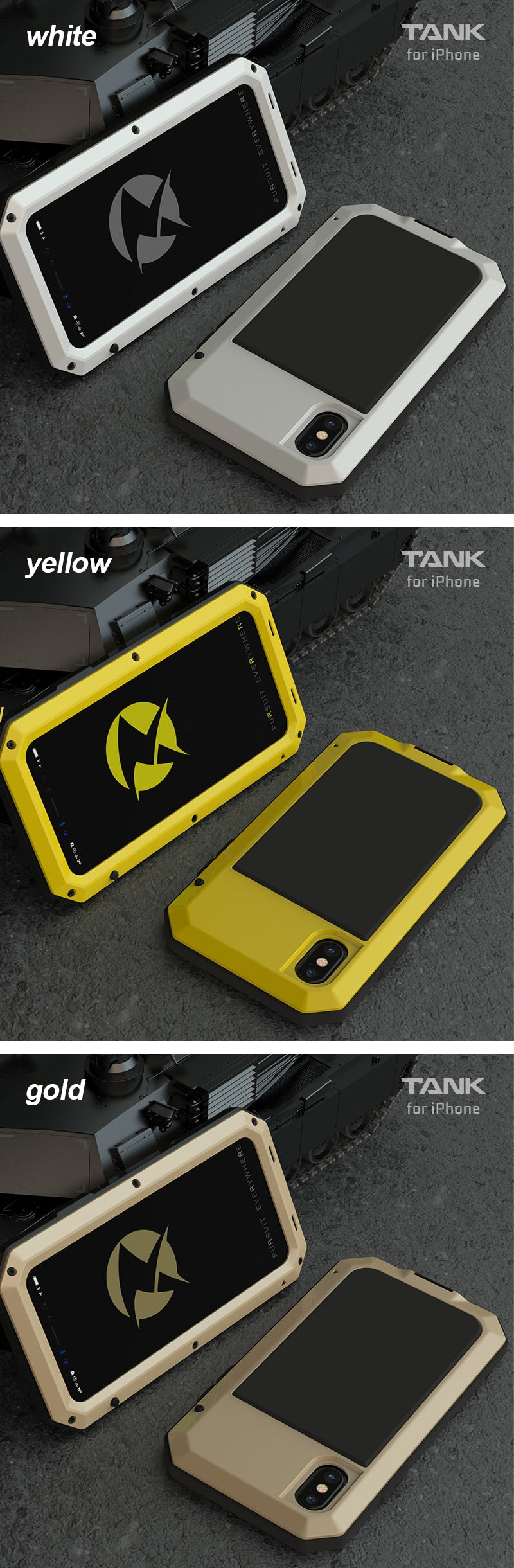 Full Body Rugged Military Protection TANK Case For iPhone Anti-Drop Anti-Shock Heavy Duty Aluminum Sealed Metal Shockproof Case For iPhone 11 12 Mini Pro XS MAX XR 6 7 8 Plus Cover