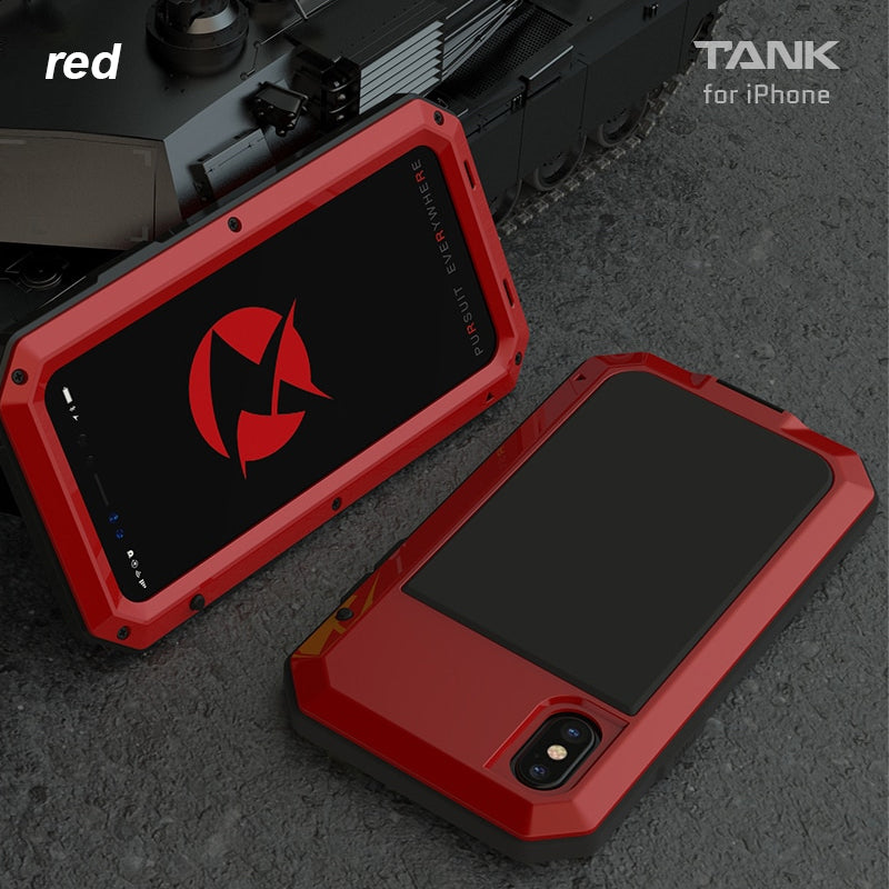 Full Body Rugged Military Protection TANK Case For iPhone Anti-Drop Anti-Shock Heavy Duty Aluminum Sealed Metal Shockproof Case For iPhone 11 12 Mini Pro XS MAX XR 6 7 8 Plus Cover