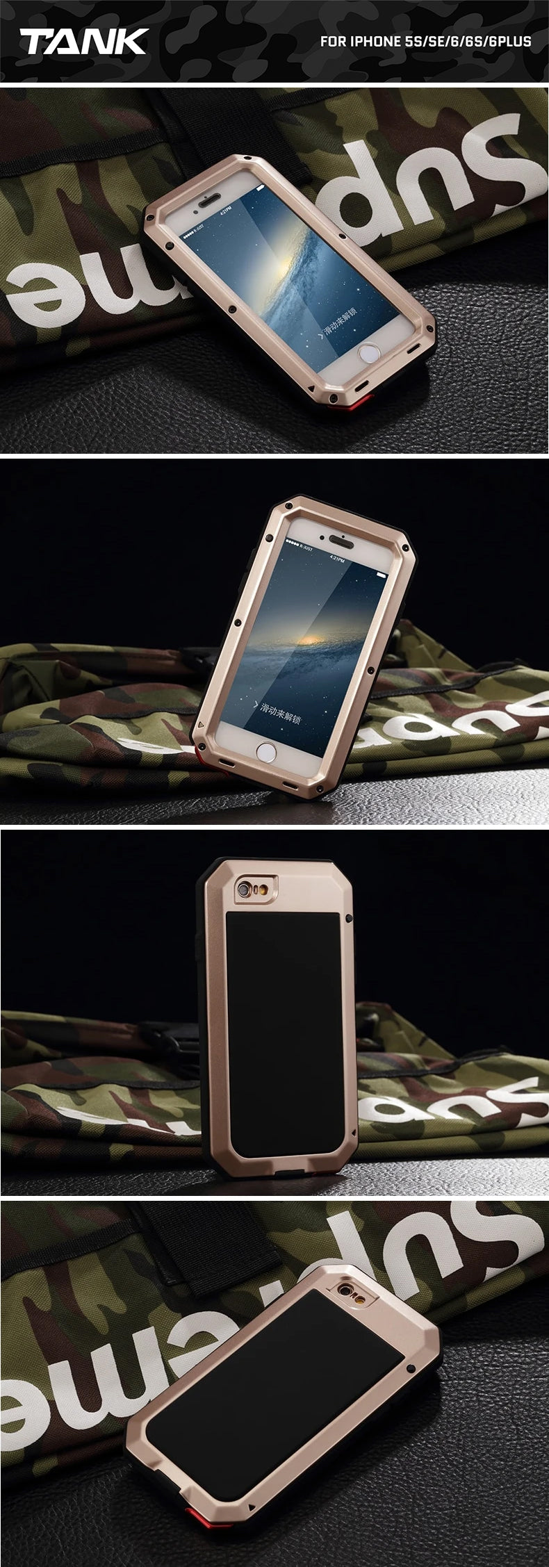 Full Body Rugged Military Protection TANK Case For iPhone Anti-Drop Anti-Shock Heavy Duty Aluminum Sealed Metal Shockproof Case For iPhone 11 12 Mini Pro XS MAX XR 6 7 8 Plus Cover