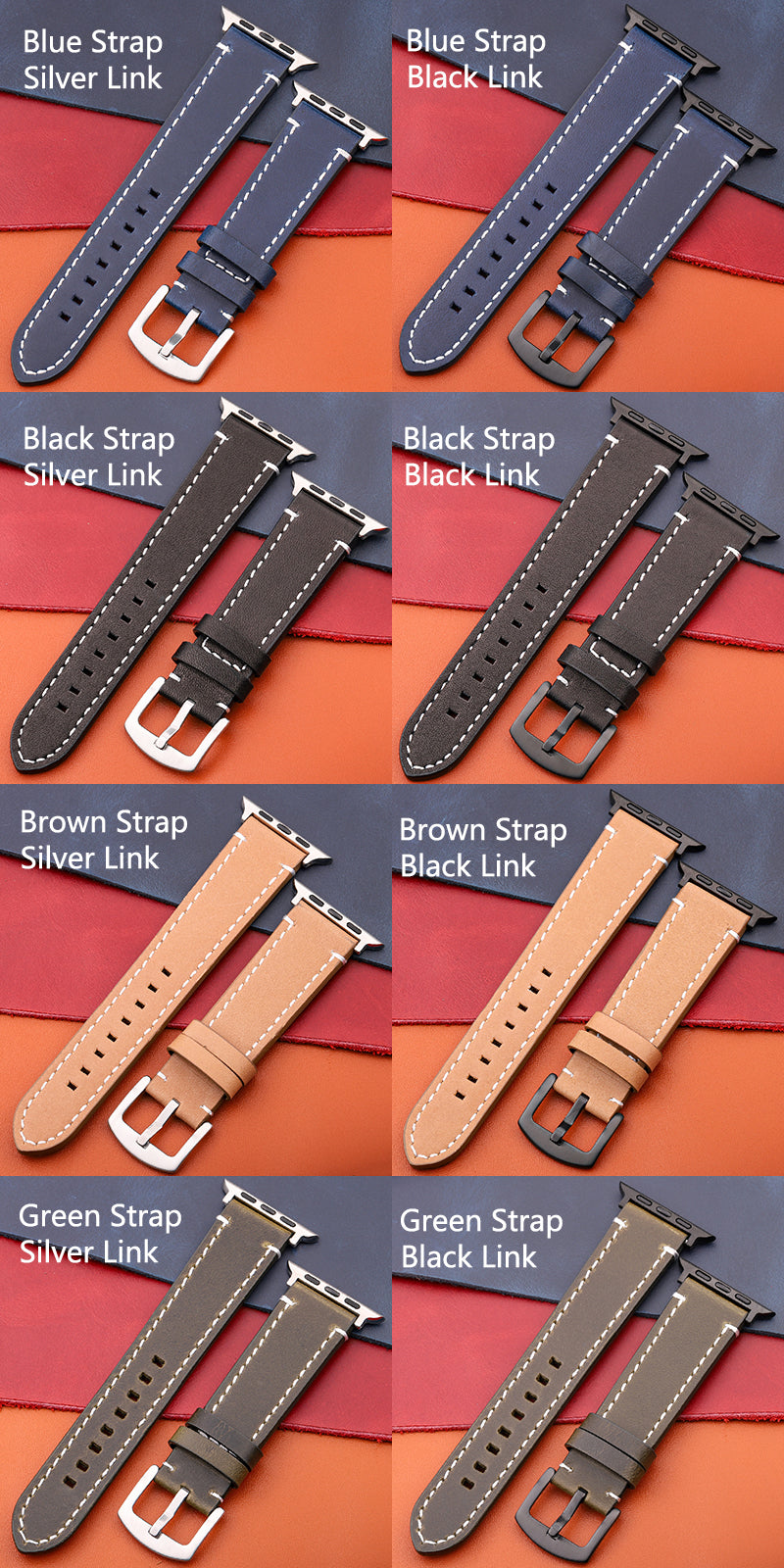 Genuine Leather Sports Strap For Apple Watch Series 7 6 5 4 SE Bracelet 444540414238mm (1)