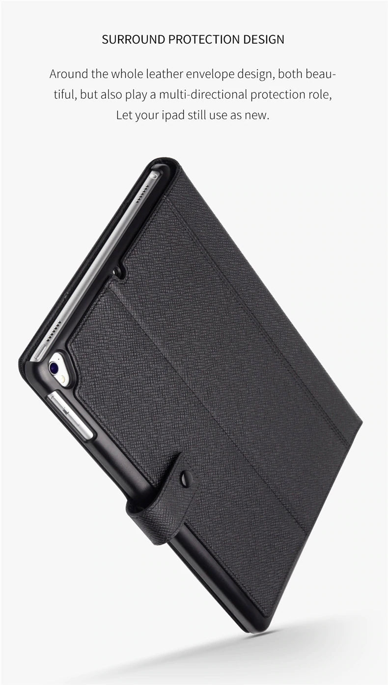 Genuine Leather Ultra Thin Flip Cover Tablet Case for iPad Pro 9.7 2017 2018 Tablet Stand Business Card Slot Flip Wallet Cover for iPad 2019