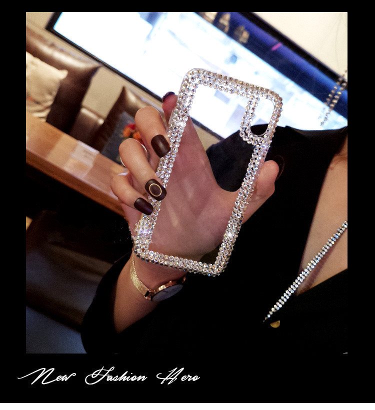 Glamorous Fashion Crystal Bling Case For iPhone X XR XS Max 6 6S Plus 7 Plus 8 Plus Glossy Transparent Sparkling Jewelled Edge Case for iPhone
