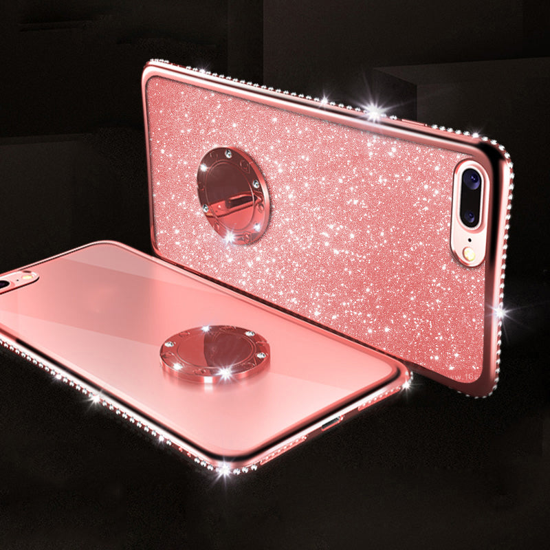 Glitter Diamond Rhinestone Kickstand Case For iPhone XS Max Xr 8 7 6S 6 Plus Cover with Magnetic Finger Ring