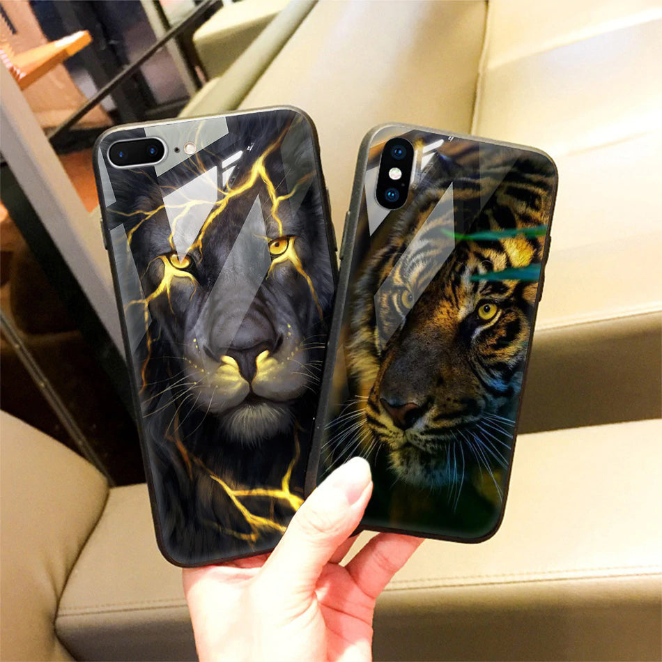 Glossy Animal Cover Phone Case For iPhone X XR 8 7 10 6 6s XS Max Animal Case For iPhone 7 8 X 6 6 S Plus XR Luxury Case