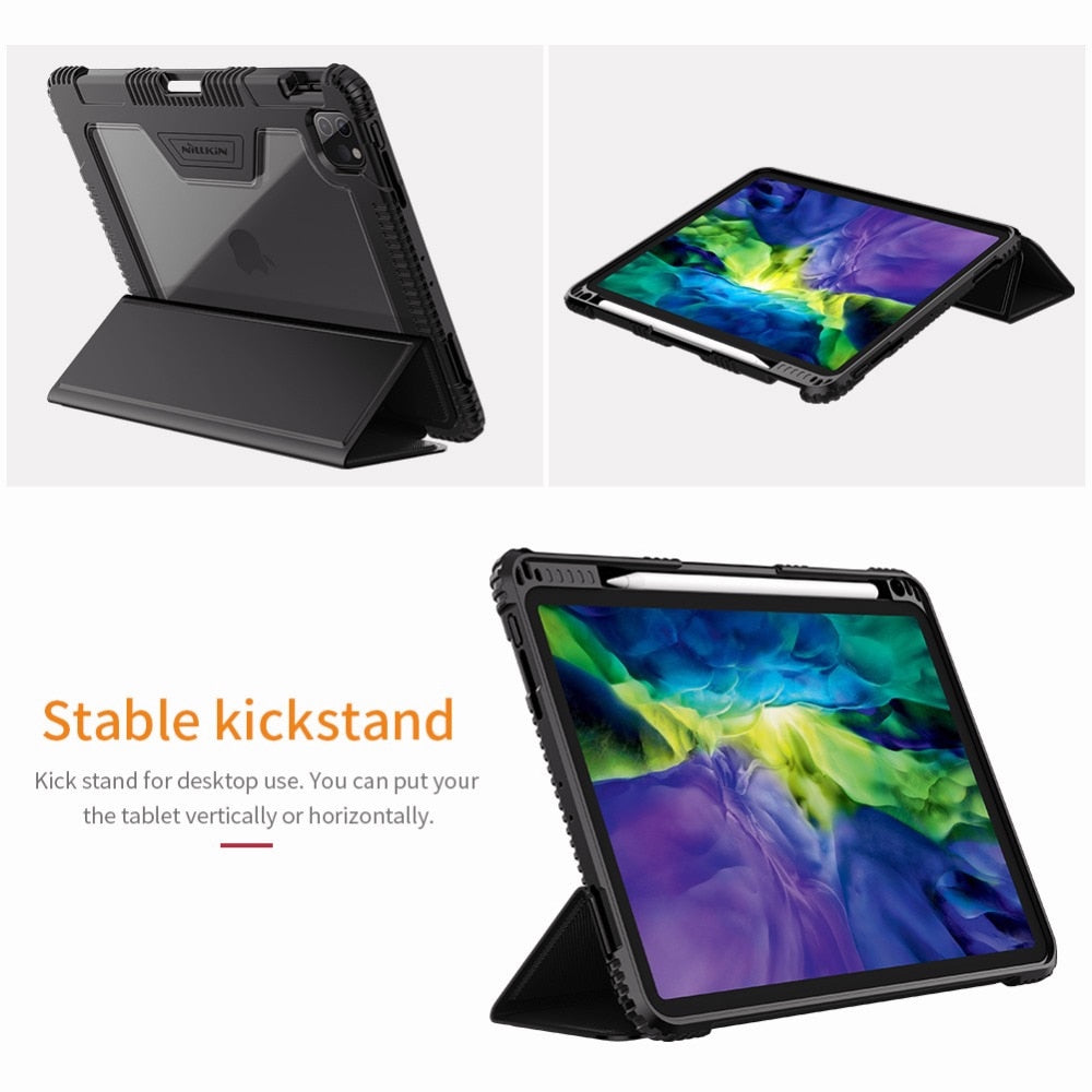 Heavy Duty Durable Protective Case For Apple iPad 10.2 Pro 12.9 11 2020 10.5 Pro 11 Air 2019 Mini 2019 4 9.7 2018 Shock Proof Bumper PU Leather Flip Case For iPad