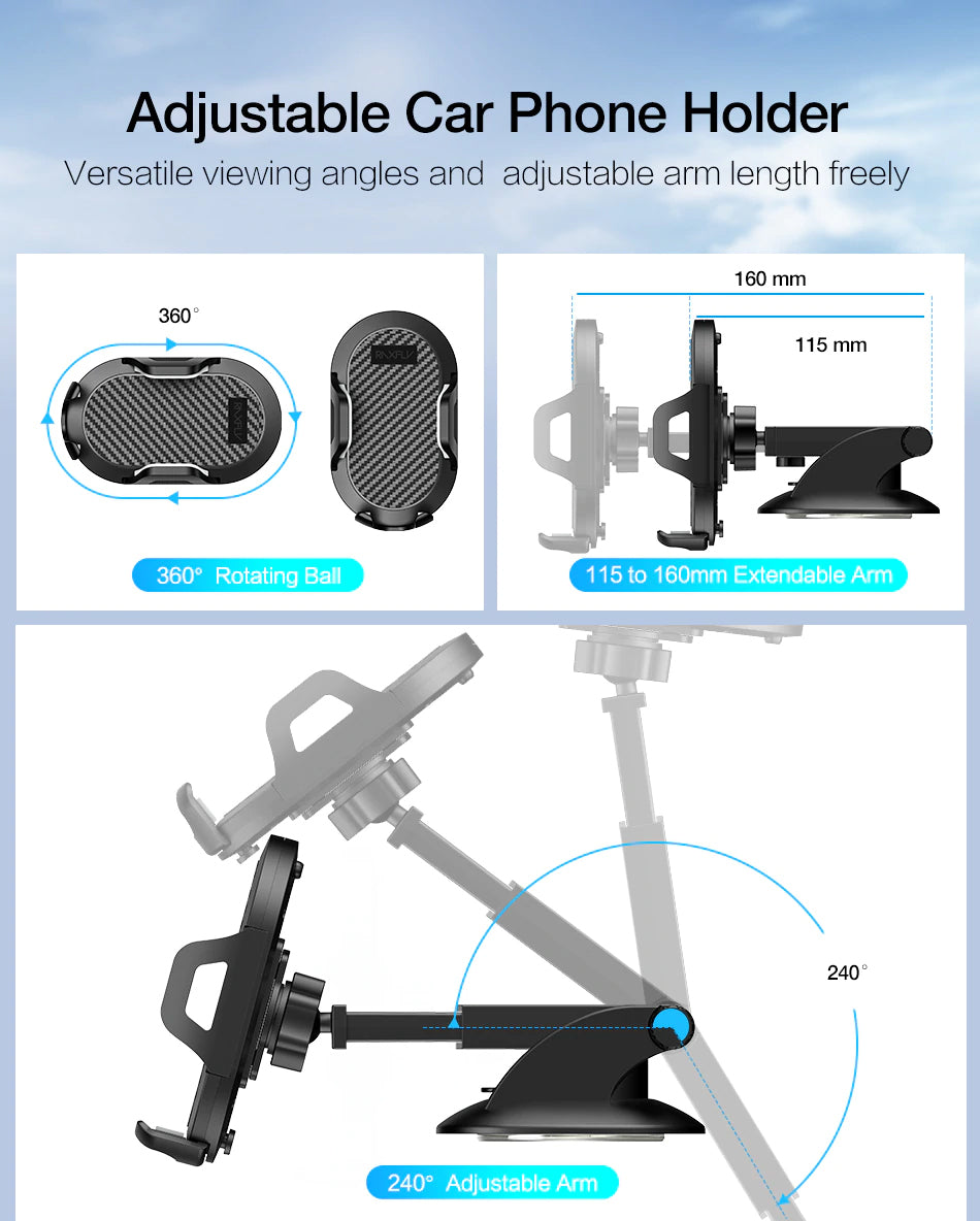 In-Car Phone Holder For iPhone X XS 360 Degree Rotation Universal Car Dashboard Windshield Mount For iPhone Samsung Phones