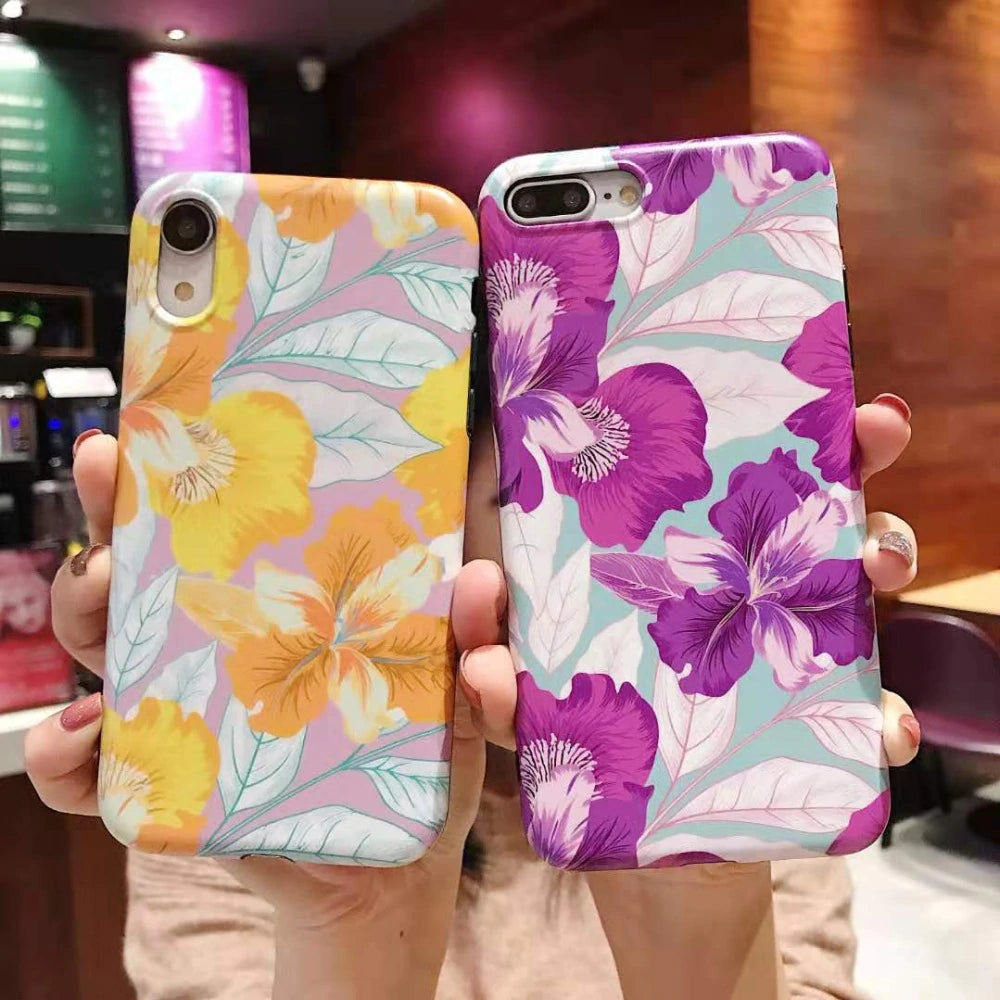 LOVECOM Art Flowers Banana Leaf Phone Case For iPhone XS Max XR 6 6S 7 8 Plus X Retro Style Flower Floral Soft Phone Back Cover