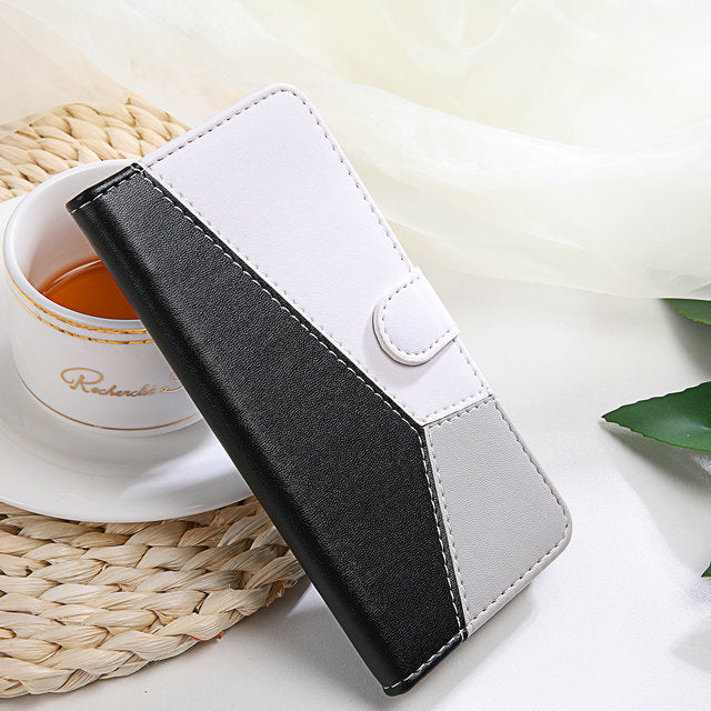 Cute Pastel Color Patchwork Fashion Soft PU Leather Phone Case for iPhone 8 Plus 8 7 6 6S Plus Case for iPhone 6 s 5 5s SE 2020 Flip Cover Card Holder Case