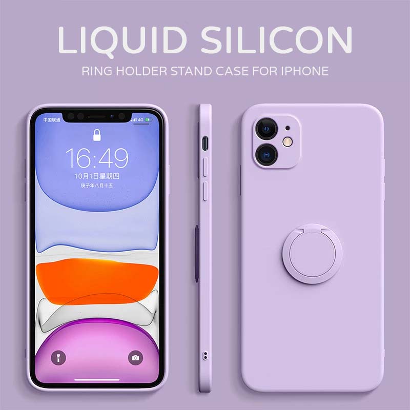Liquid Silicone Magnetic Holder Ring Holder Stand Case For iPhone 14 Pro 12 13 Pro Max mini