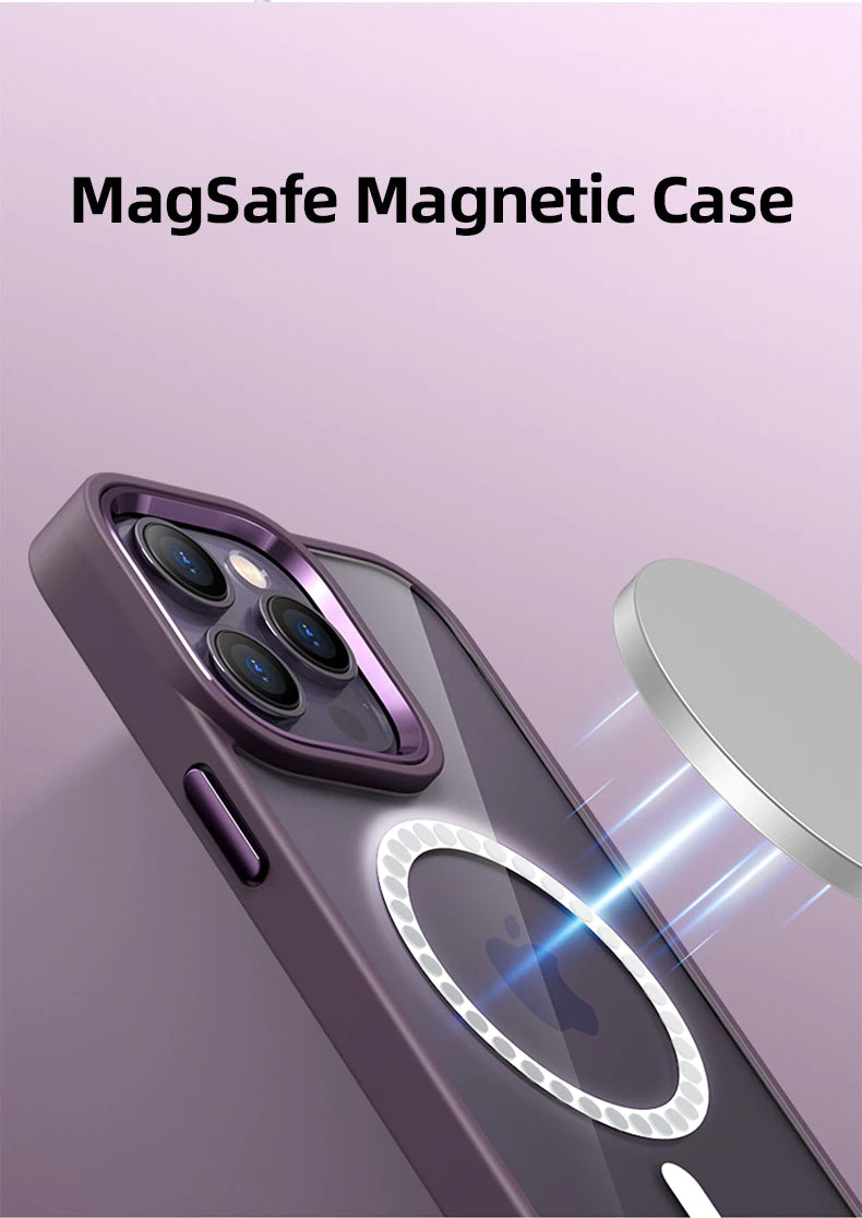 Luxury Magnetic MagSafe Wireless Charging Case For iPhone 12 Pro Max 13 14 Plus Lens Protect