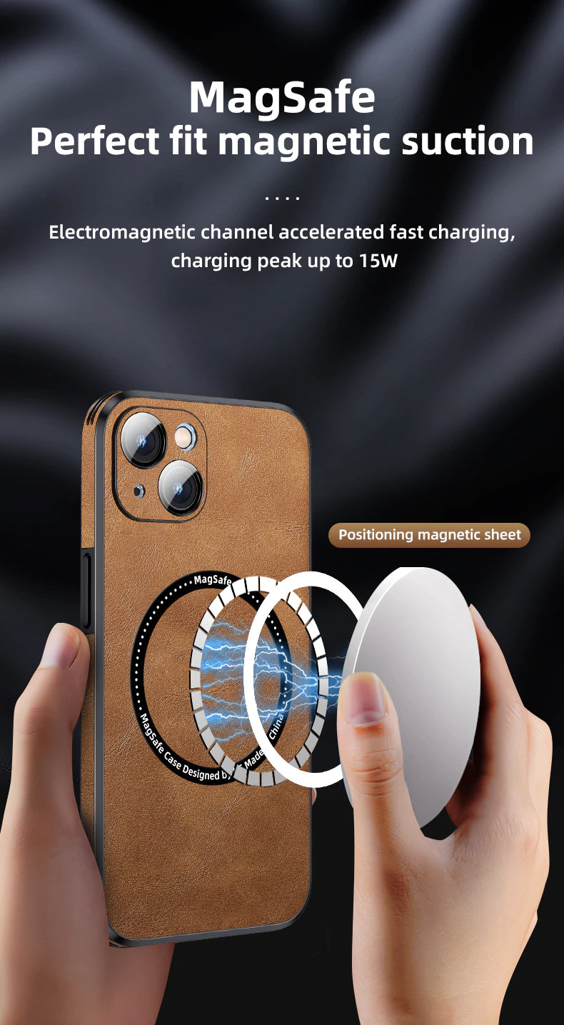 Luxury Shockproof Magnetic PU Leather For iPhone 14 Plus 12 13 Pro Max With Lens Protection