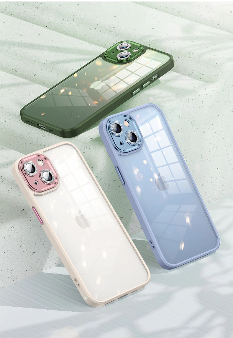 Luxury Shockproof Protective Casing for iPhone 14 Plus 13 12 Pro Max With Glitter Lens Detail