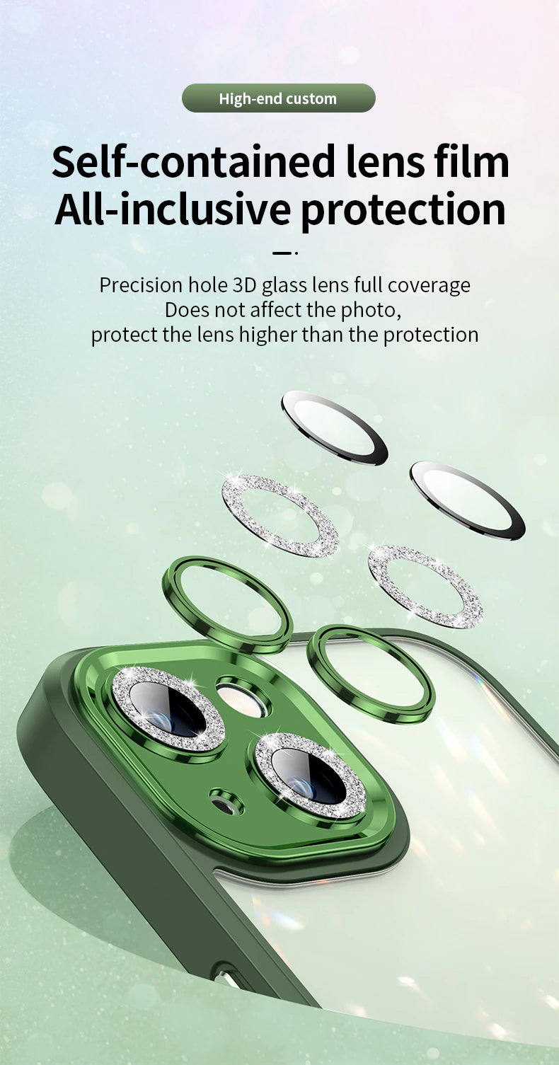 Luxury Shockproof Protective Casing for iPhone 14 Plus 13 12 Pro Max With Glitter Lens Detail