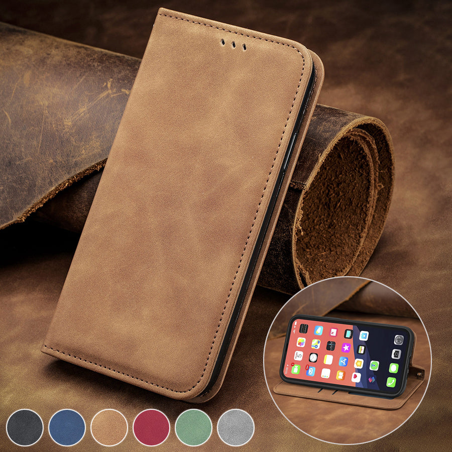 Luxury Soft Smooth Leather Flip Wallet Phone Case For iPhone 12 13 14 Plus Pro Max SE 2022