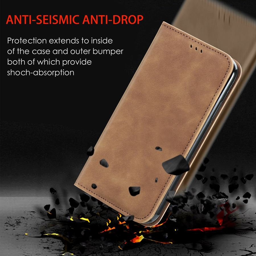 Luxury Soft Smooth Leather Flip Wallet Phone Case For iPhone 12 13 14 Plus Pro Max SE 2022