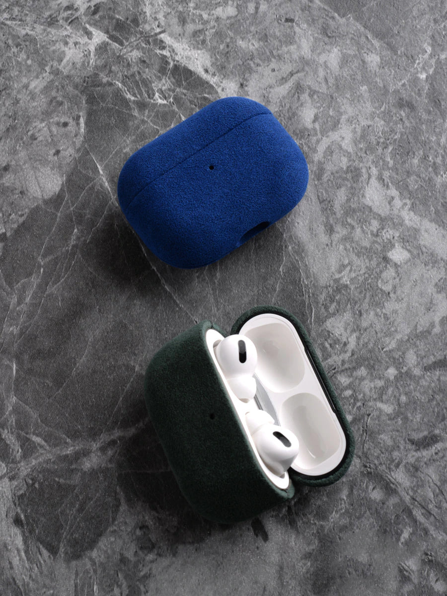 Case Capa Camurça Alcantara Azul Compatível com AirPods Pro 2