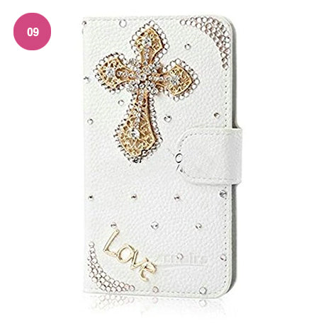Luxury Crystal Rhinestone Cute Leather Wallet iPhone Case Flip Stand Card Holder Pouch Purse Phone Cover Case For iPhone X XS MAX XR 5S 6 7 8 PLUS