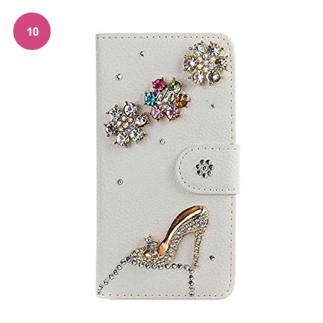 Luxury Crystal Rhinestone Cute Leather Wallet iPhone Case Flip Stand Card Holder Pouch Purse Phone Cover Case For iPhone X XS MAX XR 5S 6 7 8 PLUS