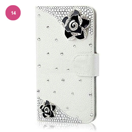 Luxury Crystal Rhinestone Cute Leather Wallet iPhone Case Flip Stand Card Holder Pouch Purse Phone Cover Case For iPhone X XS MAX XR 5S 6 7 8 PLUS