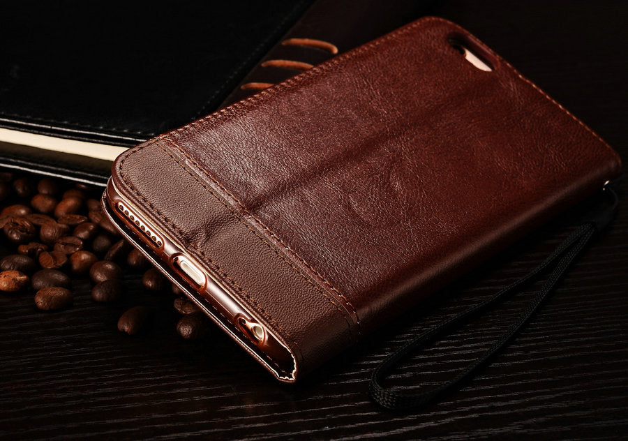 Luxury Real Leather Flip Case For iPhone iPhone X XS Max XR Flip Stand Leather Wallet Phone Case For Apple 6 S 6s 7 8 Plus