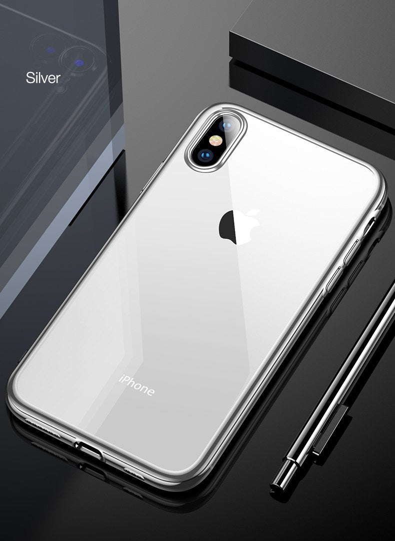 Luxury Transparent Fitted Case for iPhone X XR XS Max Soft TPU Silicon Plated Bumper Protection for iPhone XS XR 10 in 6 Stylish Colors