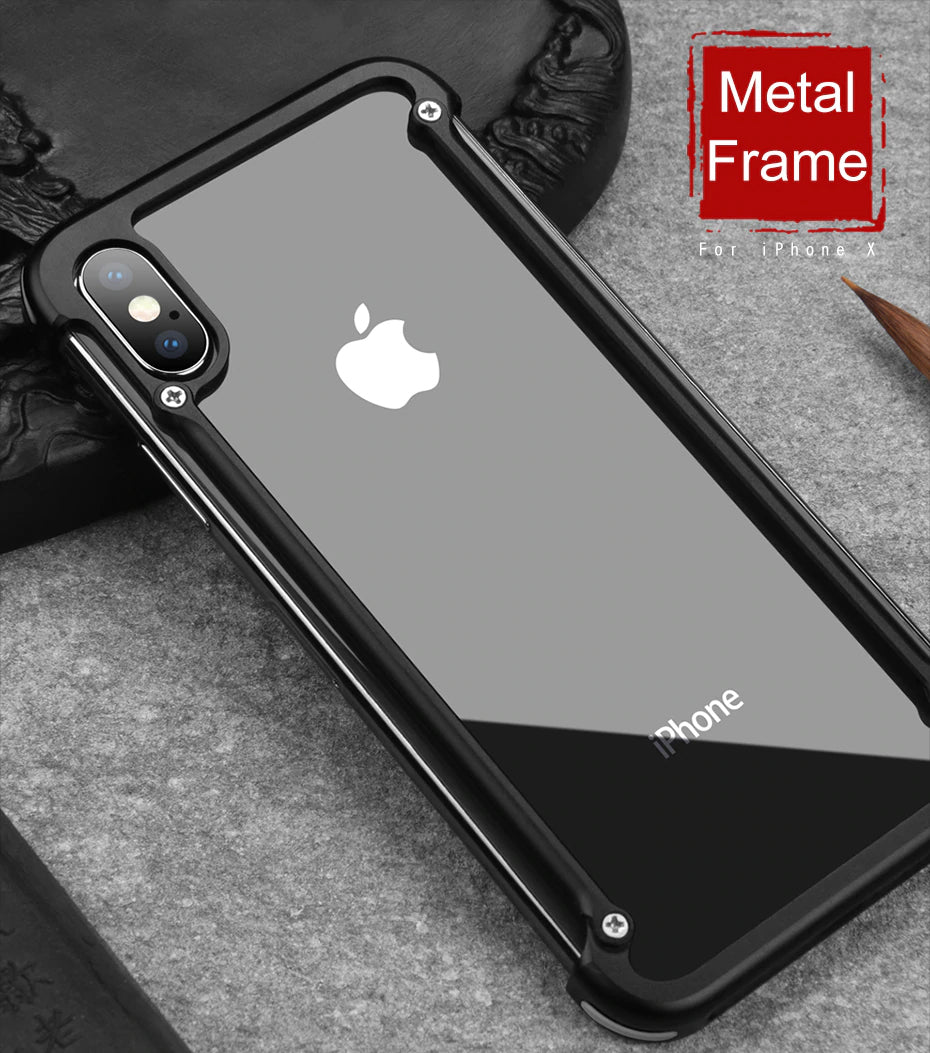 Luxury Ultra Thin Stylish Shockproof Metal Bumper Case With Anti-Knock Aluminum Metal Bumper With Screw Fix Attachment For iPhone X XS XS MAX XR