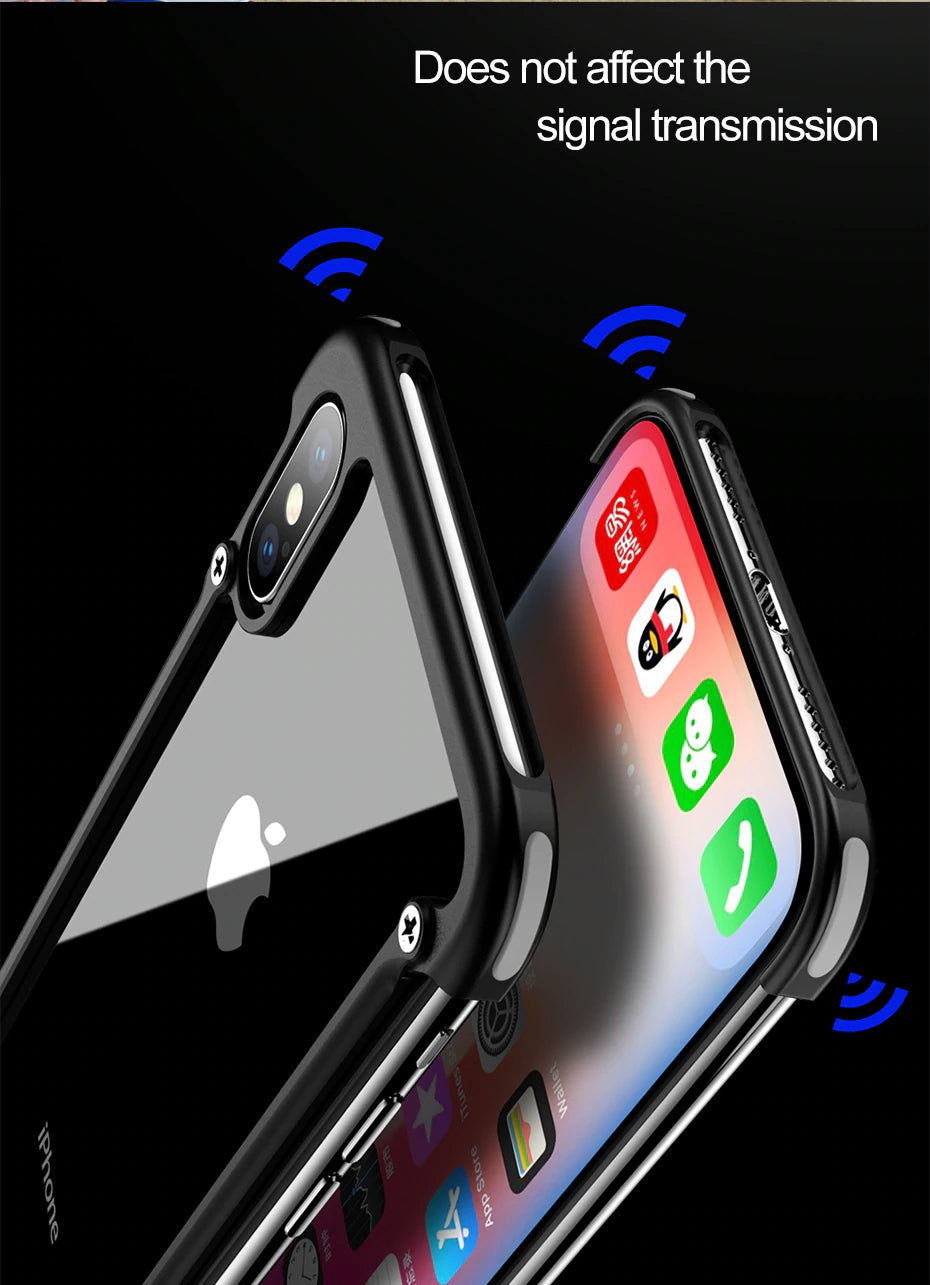 Luxury Ultra Thin Stylish Shockproof Metal Bumper Case With Anti-Knock Aluminum Metal Bumper With Screw Fix Attachment For iPhone X XS XS MAX XR