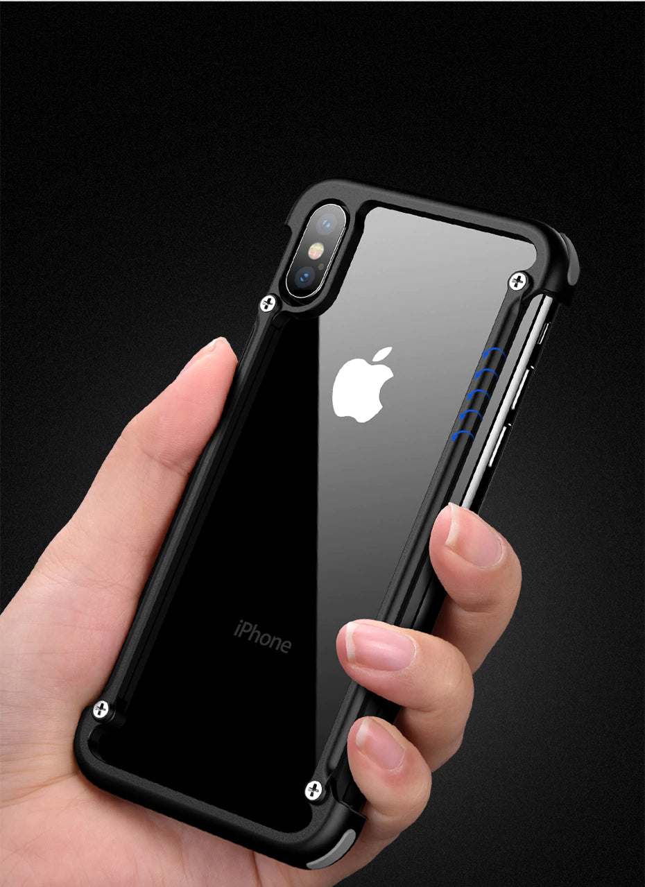 Luxury Ultra Thin Stylish Shockproof Metal Bumper Case With Anti-Knock Aluminum Metal Bumper With Screw Fix Attachment For iPhone X XS XS MAX XR