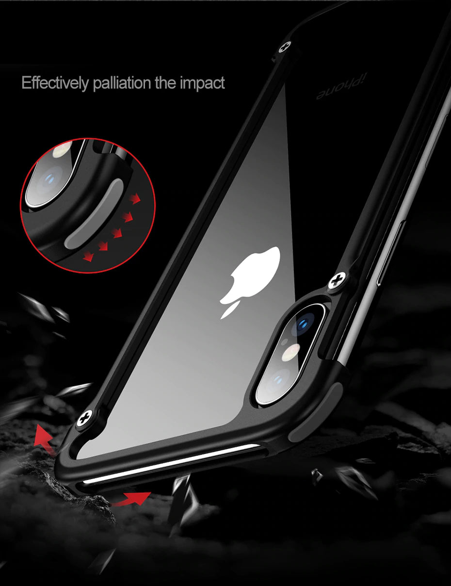 Luxury Ultra Thin Stylish Shockproof Metal Bumper Case With Anti-Knock Aluminum Metal Bumper With Screw Fix Attachment For iPhone X XS XS MAX XR