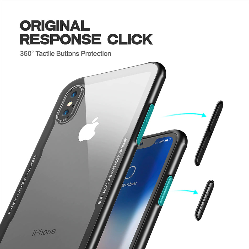 Luxury Ultra Thin Toughened Glass Back Case Cover For iPhone X 6 7 Transparent Case Soft Silicone Edge Case For iPhone 8 7 Plus