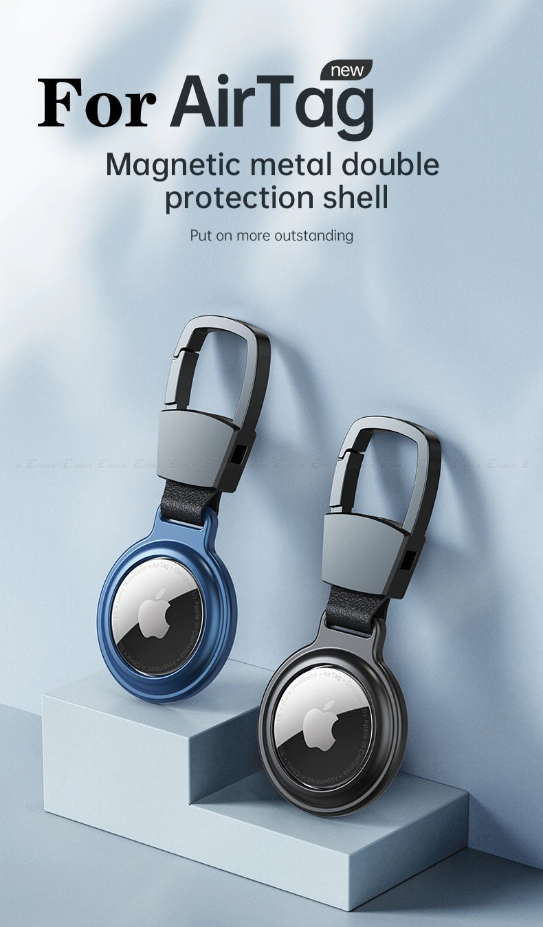 Magneto Metal Double Protection Shell Keyring Case For Apple AirTag Locating Device - 6 Colors