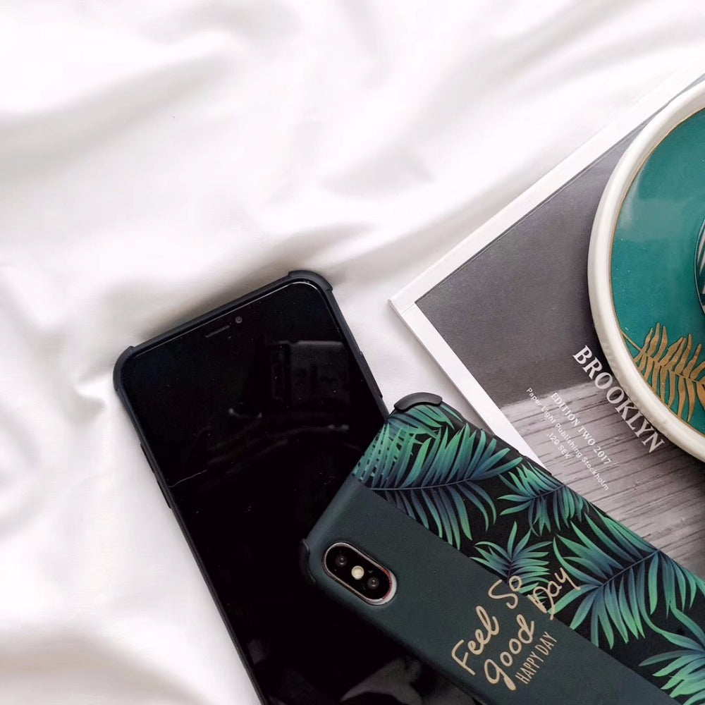 Nordic Style Cactus Floral Minimalist Art Phone Case For iPhone XR XS Max 6 6S 7 8 Plus X Soft IMD Palm Leaves And Quotes Anti-Knock Case