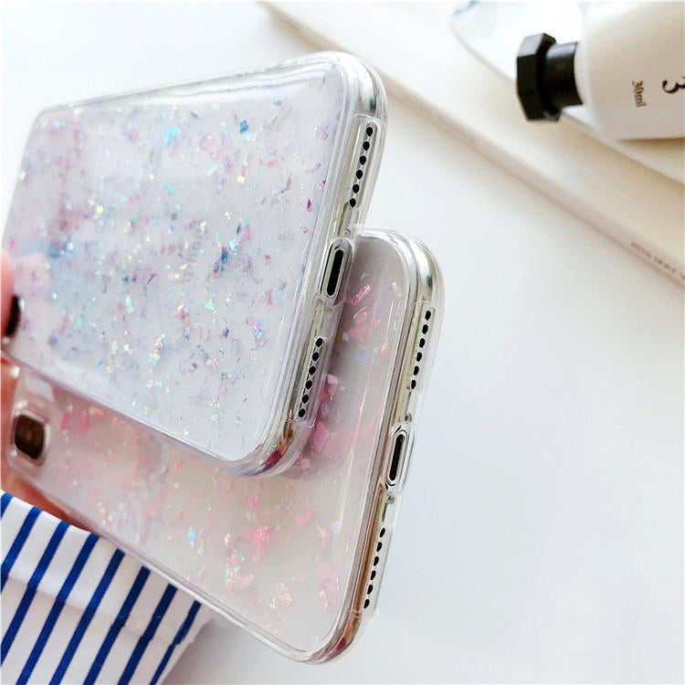 Pink Sparkle Glitter iPhone Case for iPhone X XR XS MAX Anti-Knock Clear Glittery Case for iPhone 6 7 8 Plus Soft TPU Fitted Phone Case Pink Purple