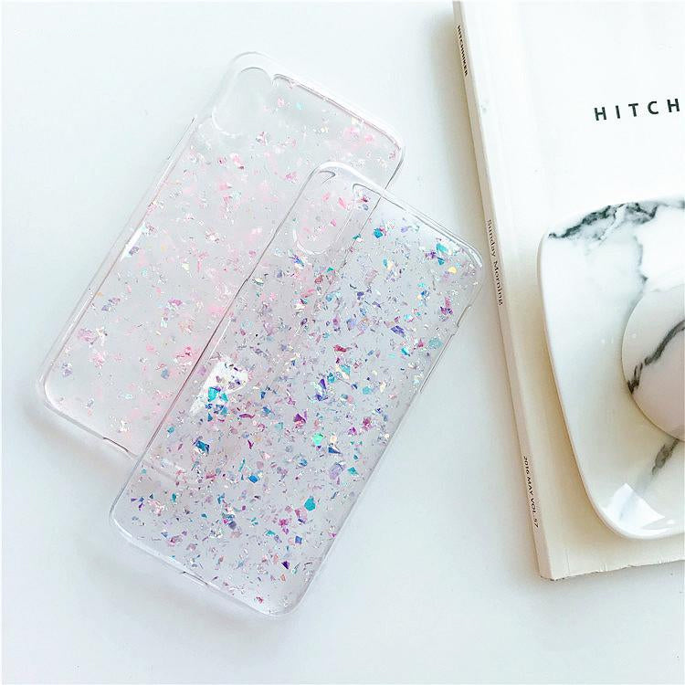 Pink Sparkle Glitter iPhone Case for iPhone X XR XS MAX Anti-Knock Clear Glittery Case for iPhone 6 7 8 Plus Soft TPU Fitted Phone Case Pink Purple