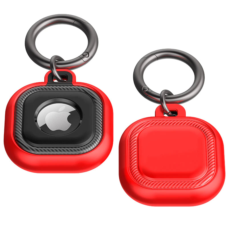 Protective Ergonomic Keyring Case For Apple AirTag Tracking Locator Device Cover Constructed From Soft Silicon Rubber