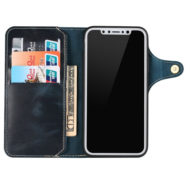 Real Leather Retro Wallet Case For Apple iPhone X Max Flip Cover Card Holder Wallet Case For iPhone XS XS iPhone XR Leather Case