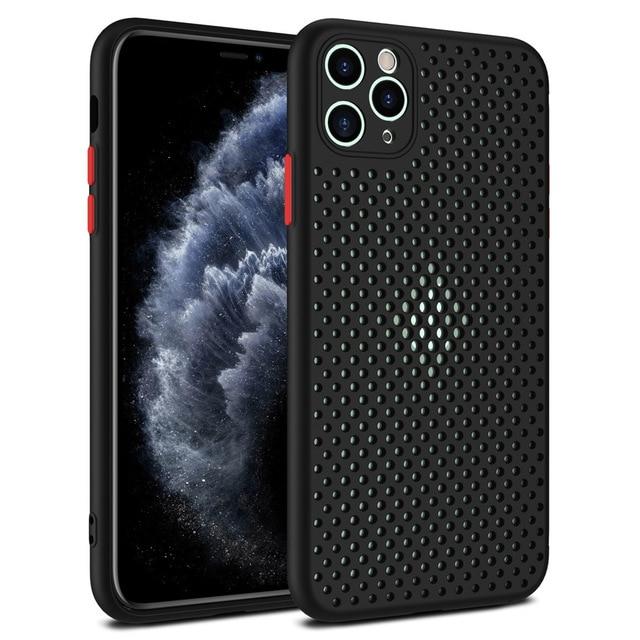 Retro Ventilated Breathable Case For iPhone 11 11Pro Max XR XS Max X 8 7 6S Plus SE 2020 11 Pro soft TPU Heat Dissipation iPhone Case