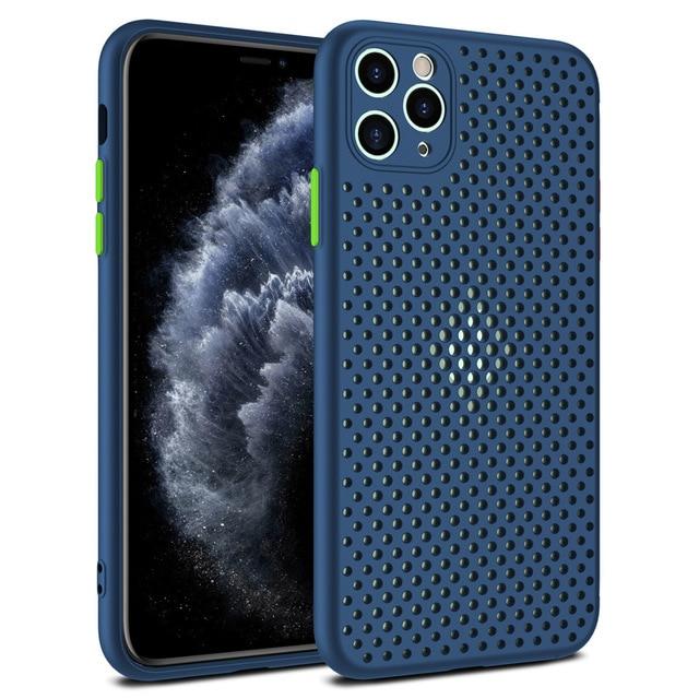 Retro Ventilated Breathable Case For iPhone 11 11Pro Max XR XS Max X 8 7 6S Plus SE 2020 11 Pro soft TPU Heat Dissipation iPhone Case