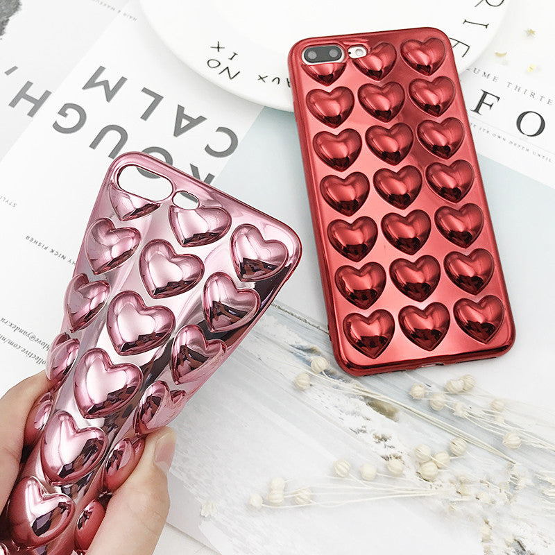 Shiny Glossy Curvy Cute Love Hearts Case For iPhone 7 6 6S Plus 6 Soft TPU Metallic Plating Phone Cover Back For iPhone X XS max XR 7 Plus Cases