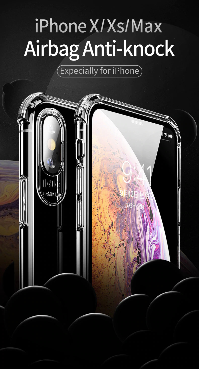 Shock Proof Airbag Case For iPhone Soft TPU Protective Back Cover Transparent Phone Case for iPhone X XS XR X 8 7 6 6s