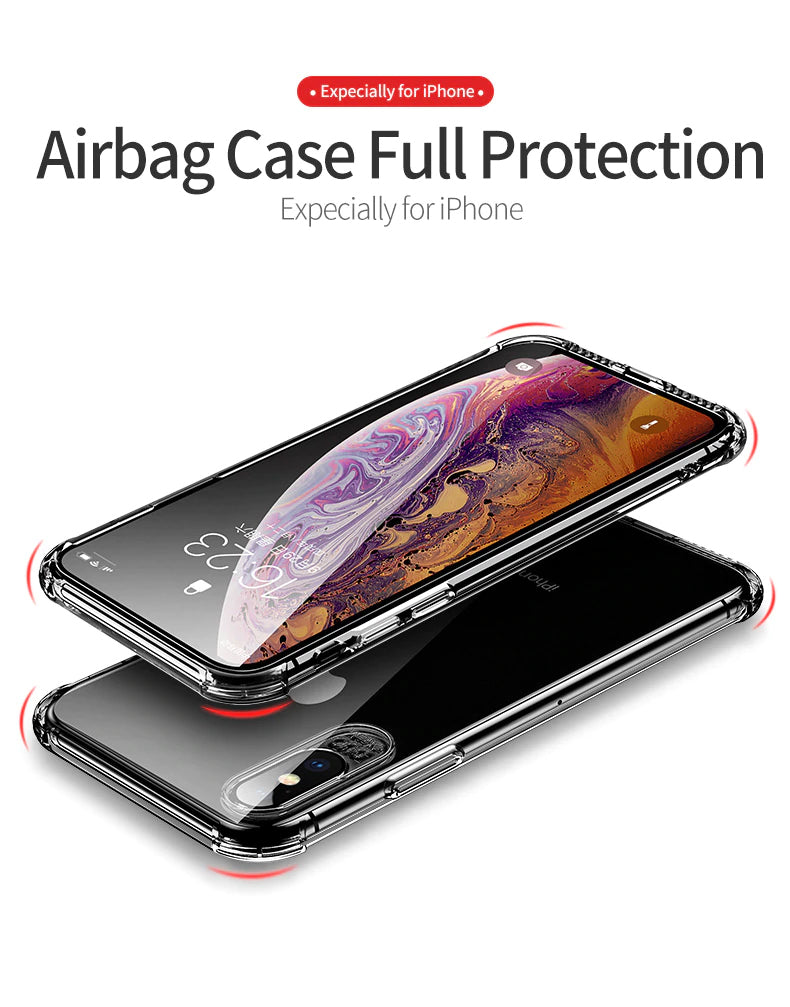 Shock Proof Airbag Case For iPhone Soft TPU Protective Back Cover Transparent Phone Case for iPhone X XS XR X 8 7 6 6s