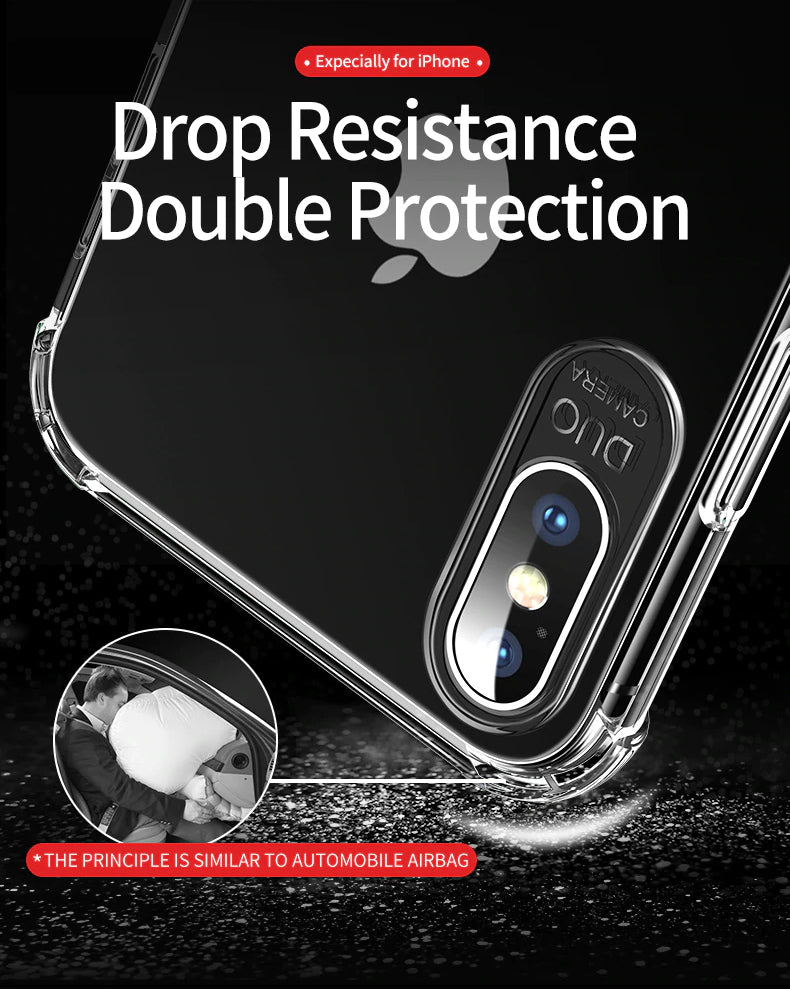 Shock Proof Airbag Case For iPhone Soft TPU Protective Back Cover Transparent Phone Case for iPhone X XS XR X 8 7 6 6s