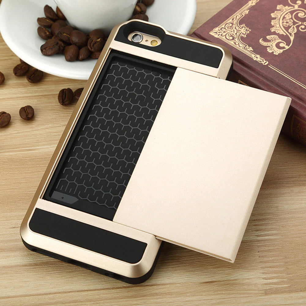 Shockproof Armor Card Holder iPhone Case For iPhone XS MAX XR X 8 7 6 6s Plus Pocket Wallet Phone Cases Credit Card Slider Back Cover For iPhone