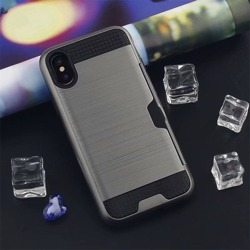 Shockproof Hybrid Armor Credit Card Holder Slot Case For iPhone 7 6 6S 8 5 5S Plus SE iPhone X XS MAX XR 11 Pro Heavy Duty Phone Case