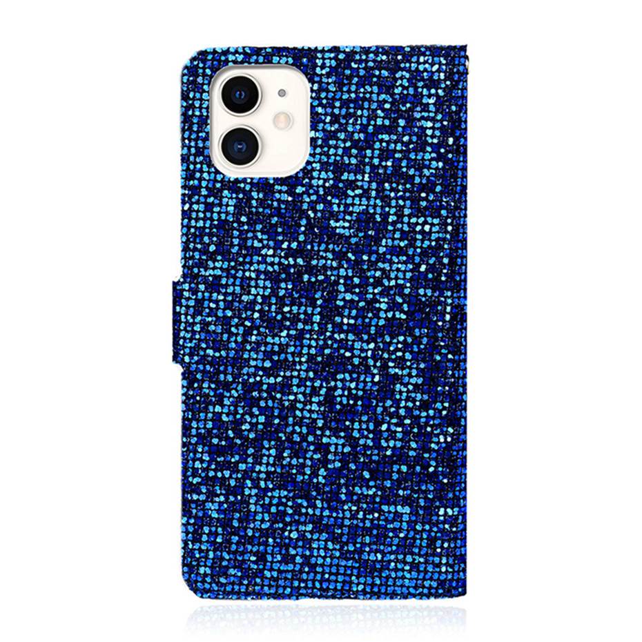 Sparkling Soft PU Leather Glitter Bling Flip Case For iPhone 11 Pro X XS XR Max Card Holder Case For iPhone 6 7 8 Plus SE 2020 Wallet Style Flip Case With Strap