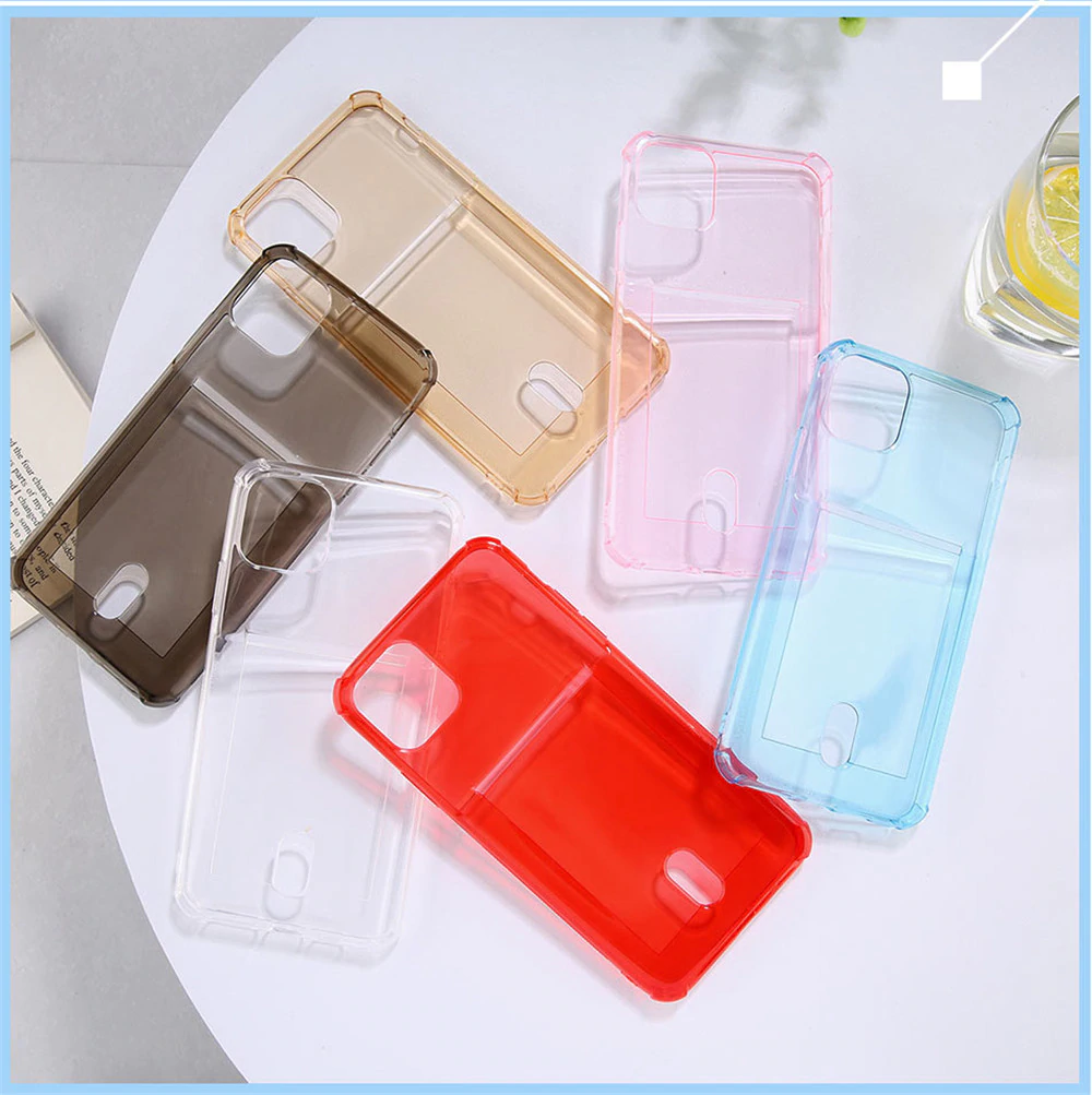 Translucent Card Holder Phone Case for iPhone 11 Pro X XS XR Max 6 6s 7 8 Plus Features Pouch For ID Card Credit Card Soft TPU Back Cover