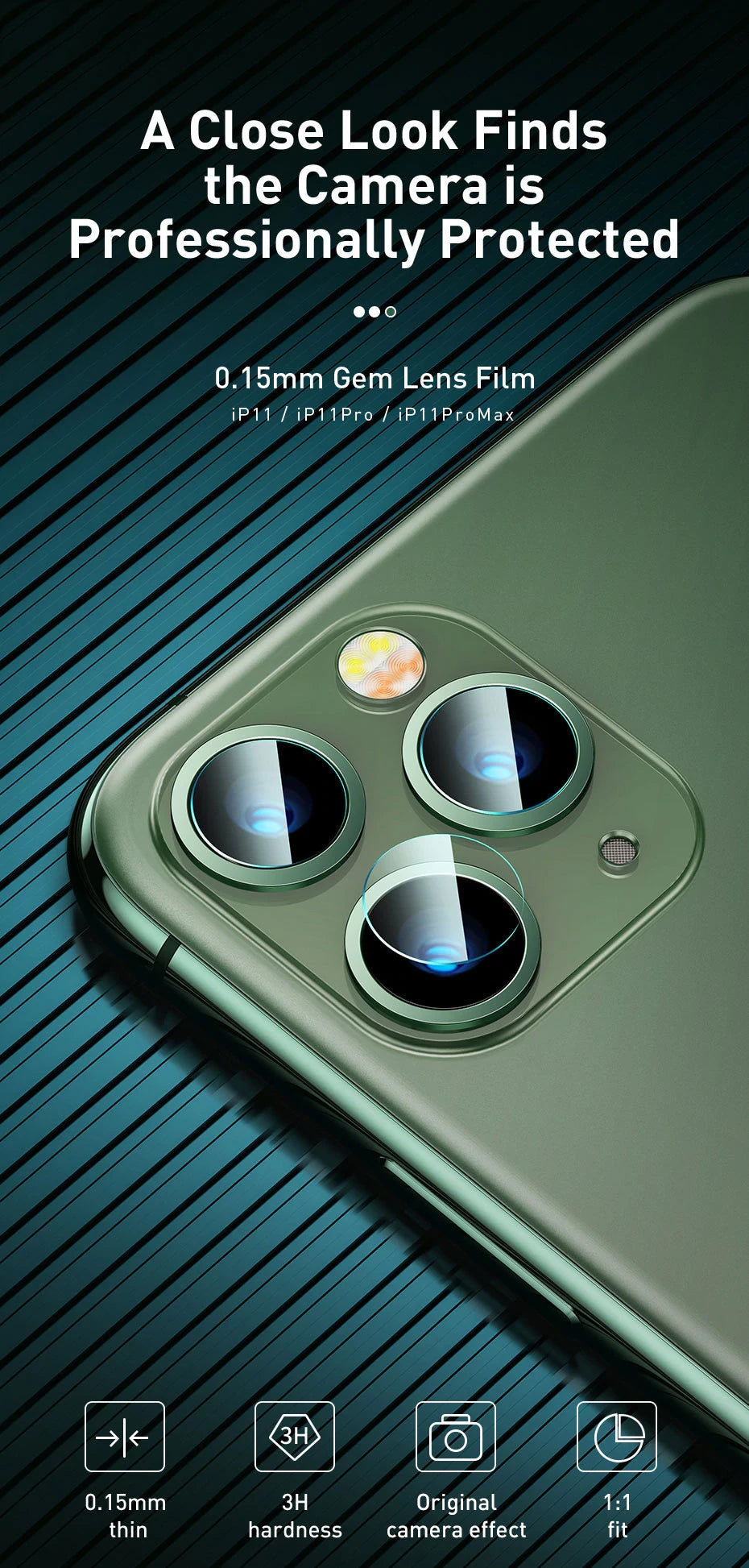 Ultra Thin 0.15mm Tempered Glass Film Camera Lens Protectors For iPhone 11 Pro Max Scratch Proof Back Camera Lens Protection Film